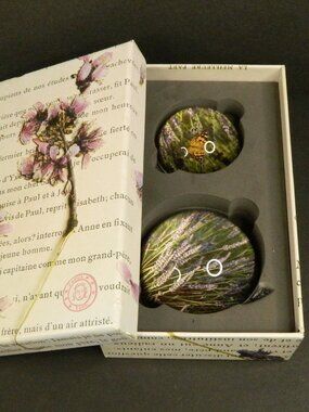 Jamie Beck Botanical Lavender and Butterfly Paperweight Set NIB